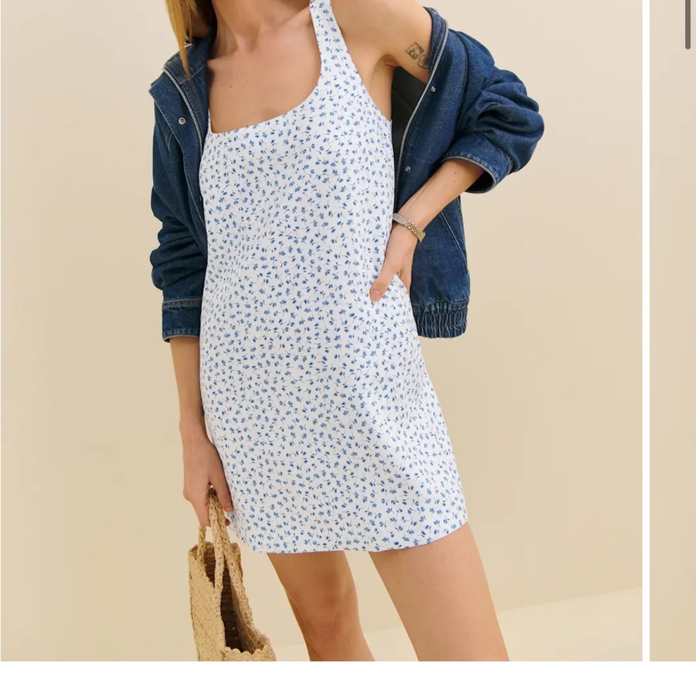 Reformation Blue and White Floral Mini Dress